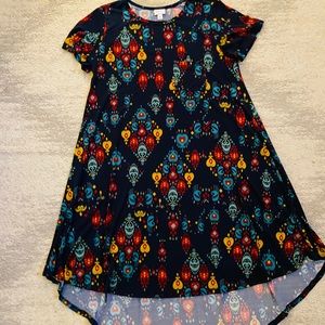 LuLaRoe Yellow Red and Blue Print Carly Dress M